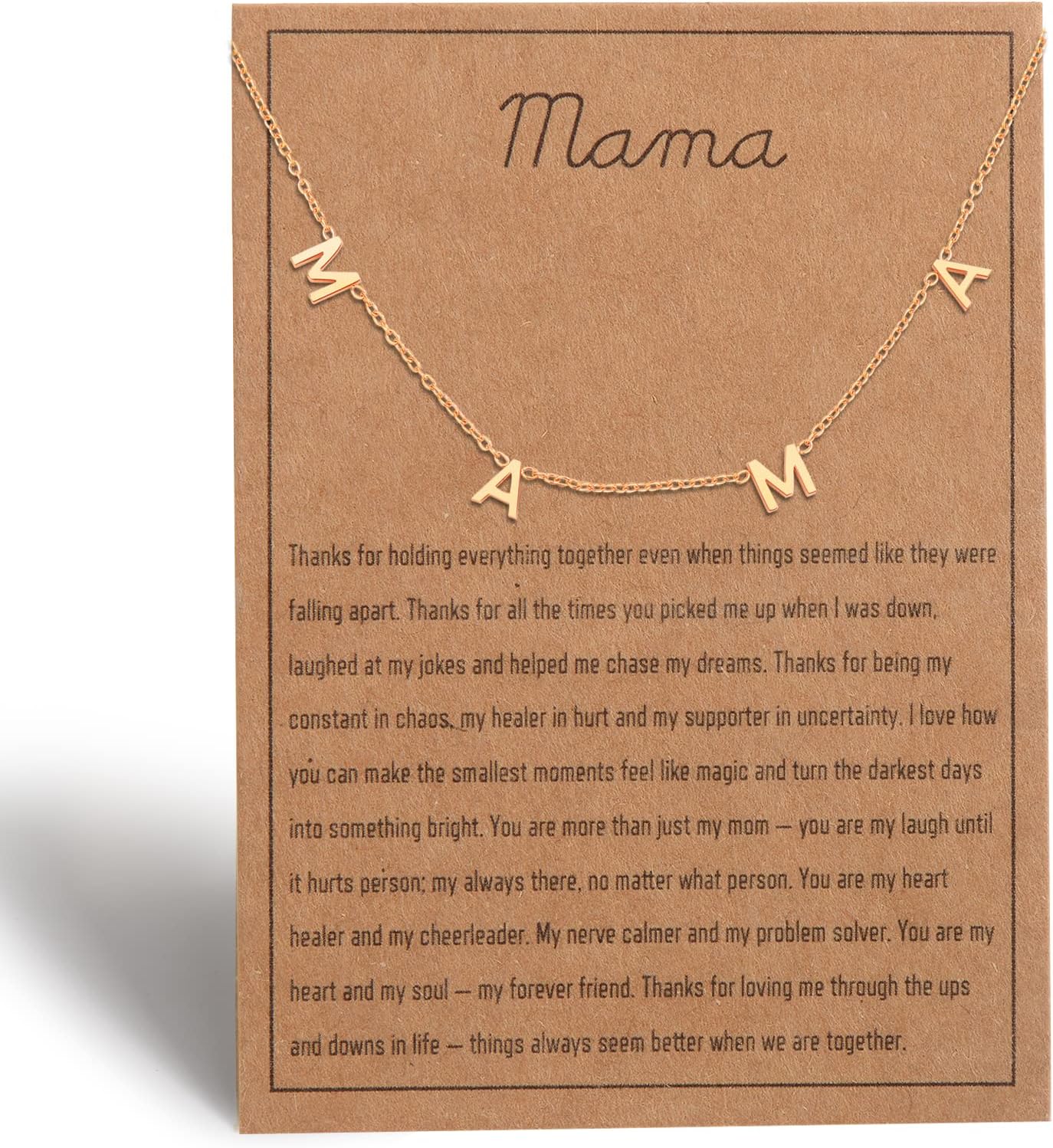 Mama Necklace for Women - Silver, Gold & Rose Gold Jewelry, Gift for New or Expecting Mom, Pregnant Friend With Cards