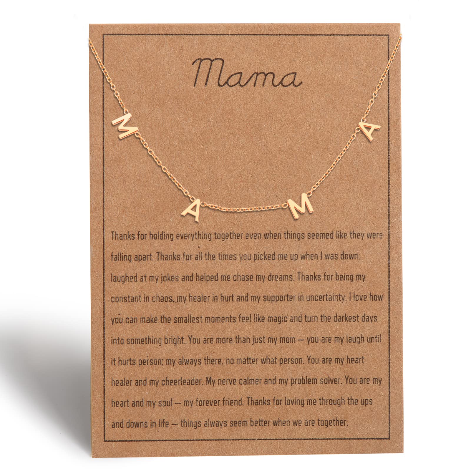 Mama Necklace for Women - Silver, Gold & Rose Gold Jewelry, Gift for New or Expecting Mom, Pregnant Friend With Cards
