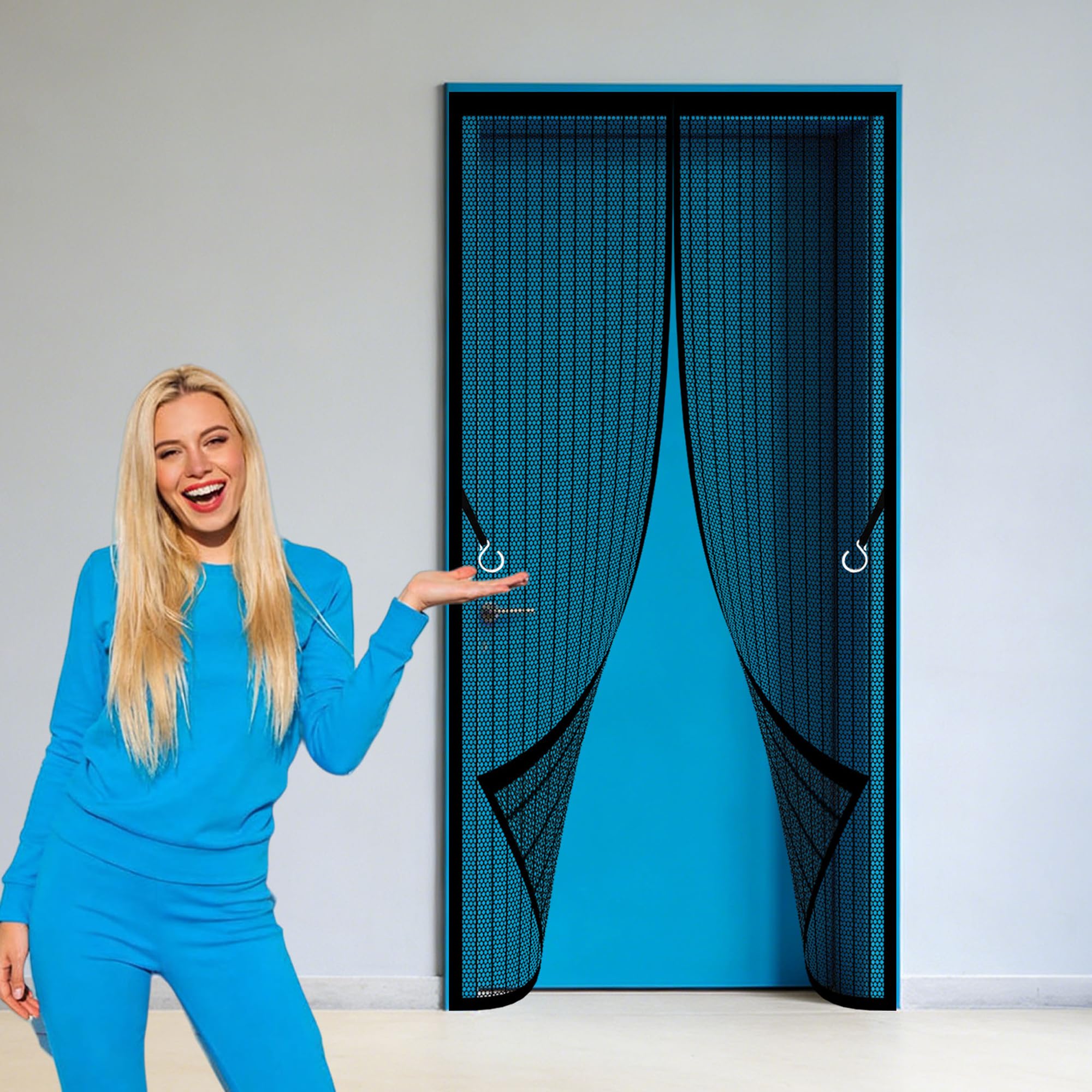 Magnetic Fly Screen 120 x 261 cm Powerful Magnets Fly Screen Anti Mosquito Keeps Bugs Out Suitable for Patio Room Balcony Bedroom, Black
