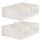 4 Pack Linen Storage Bins, Storage Containers for Organizing Clothing, Jeans, Toys, Books, Shelves, Closet, Wardrobe - Closet Organizers and Storage, Large Storage Boxes Baskets with Window
