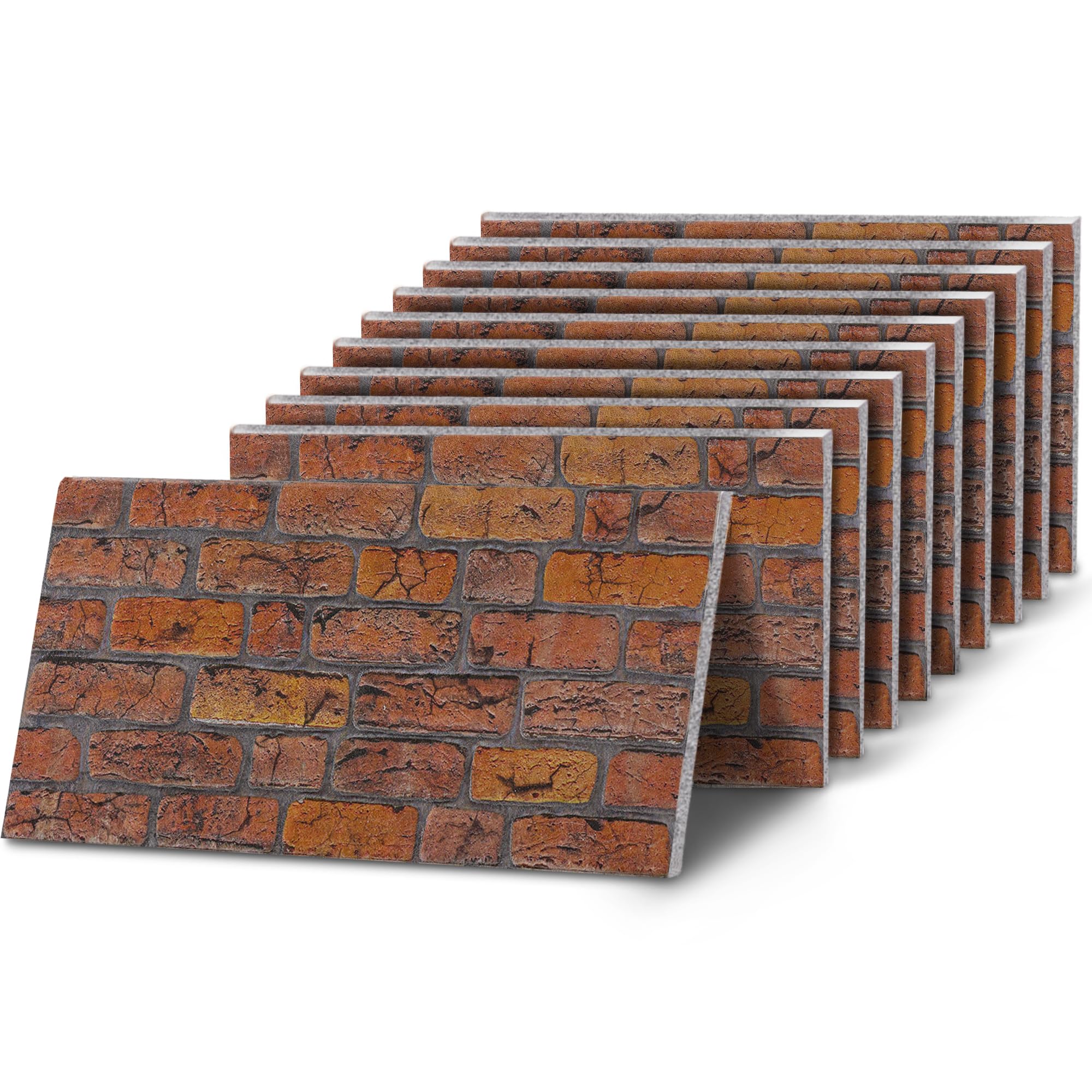 K&B Panels 3D Wall Panels, Rustic Brick Effect Styrofoam Wall Panelling Kit, Lightweight, Easy to Install, Dual Insulation to Reduce Acoustic Noise, Indoor & Outdoor (Victorian Amber) (10 Panels) — image 1