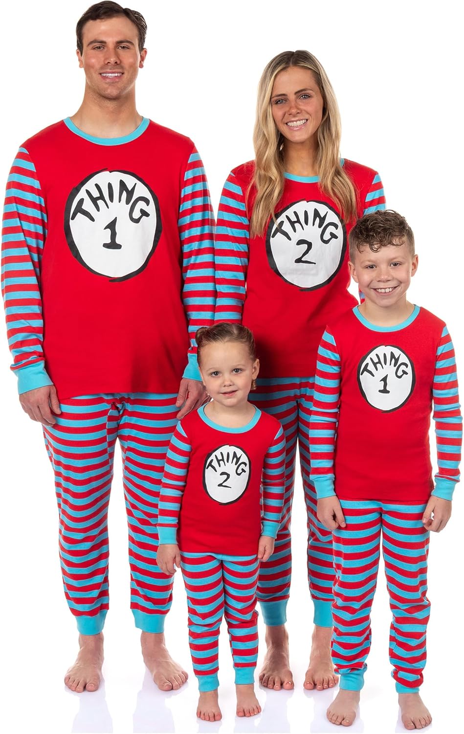 Dr. Seuss Thing 1 and Thing 2 Character Matching Family 2-Piece Tight Fit Pajama Set