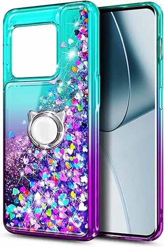 Miniatura 5 de NZND Funda diseñada para OnePlus 10 Pro 5G (2022) con protector de pantalla de vidrio templado, soporte de anillocorrea de muñeca, cascada flotante