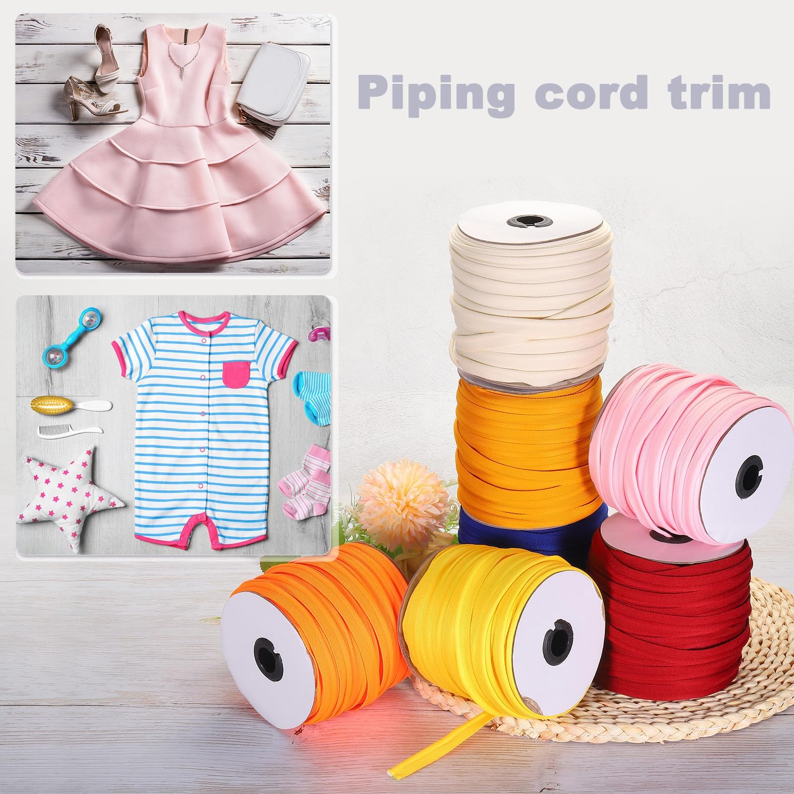 QUARKZMAN Cinta de Cordón de Tubería 30 Yardas 5/8 Pulgadas Cinta de Tubería para Coser Manualidades de Bricolaje Ribete de Borde de Tela Rojo Oscuro