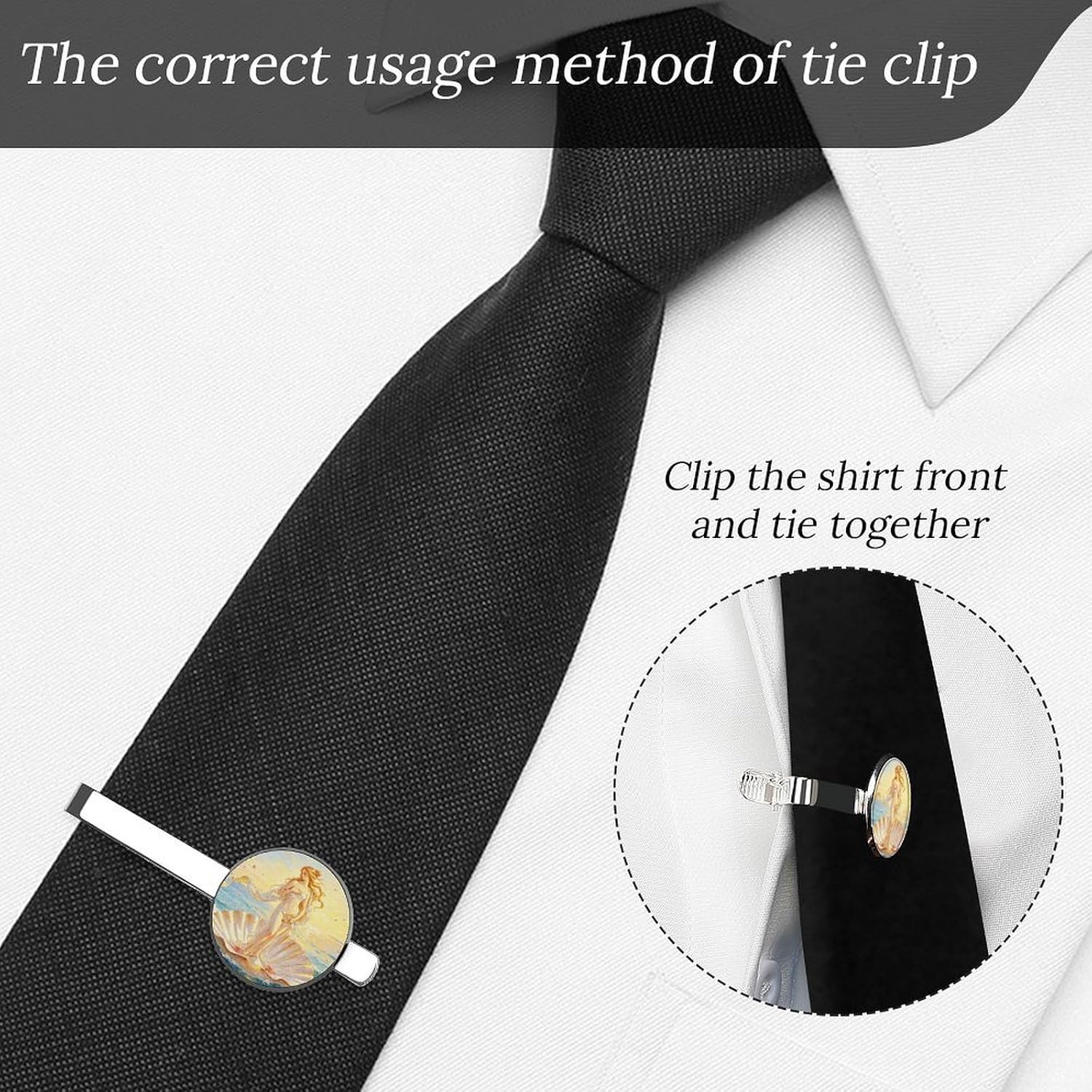 The Birth of Venus Classic Tie Clips for Men 2 Pack image 5