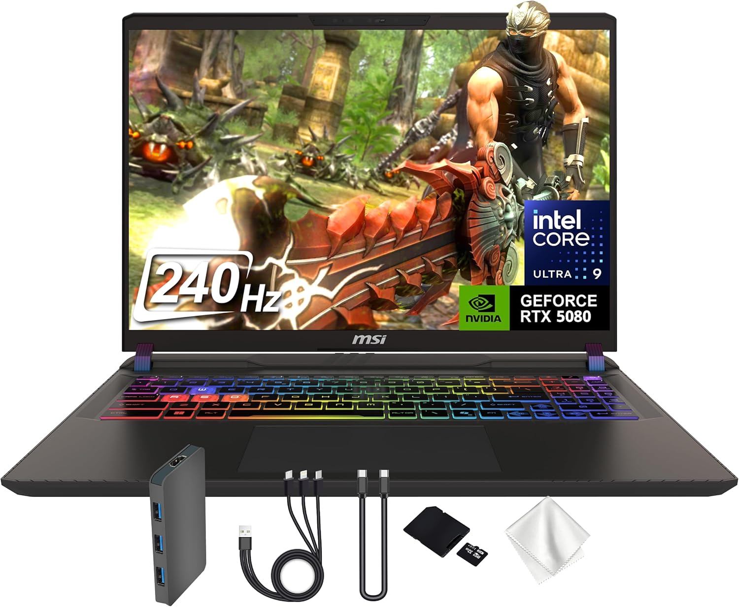 msi Vector 16 HX AI 16" QHD+ 240Hz Gaming Laptop, Intel Ultra 9 275HX, GeForce RTX 5080 16GB GDDR7, 32GB DDR5 RAM, 3TB Storage (2TB PCle SSD&1TB Docking Station), RGB Backlit Keyboard, Win 11, Gray