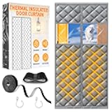 HOFUDON Upgraded Magnetic Thermal Insulated Door Curtain with Perspective Window, Weatherproof Oxford Cloth Filled with Cotton, Fit for Door Size 32
