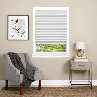 Achim Cordless 123 Peel & Stick Room Darkening Pleated Vinyl Shades 36x75 Inch White - Child-Safe Temporary Window Blinds