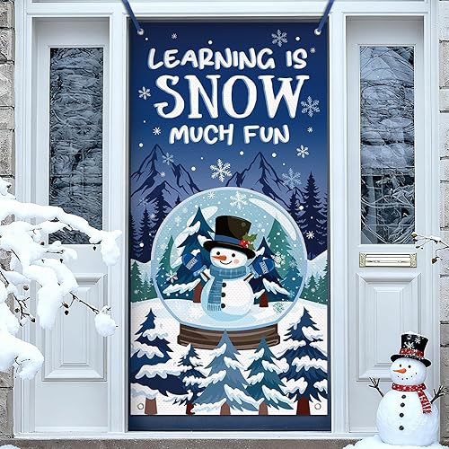 Winter Snow Globe Snowman Front Door Cover Decorations, Inspirational Learning