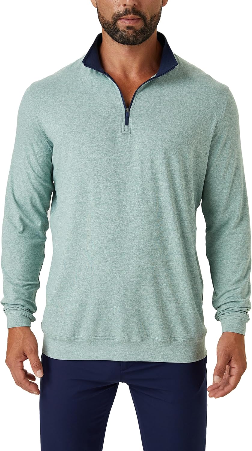 ZIRE Men's Golf Peformance Quarter Zip - Ultra Soft Fabric with Moisture Wicking Four Way Stretch Technology