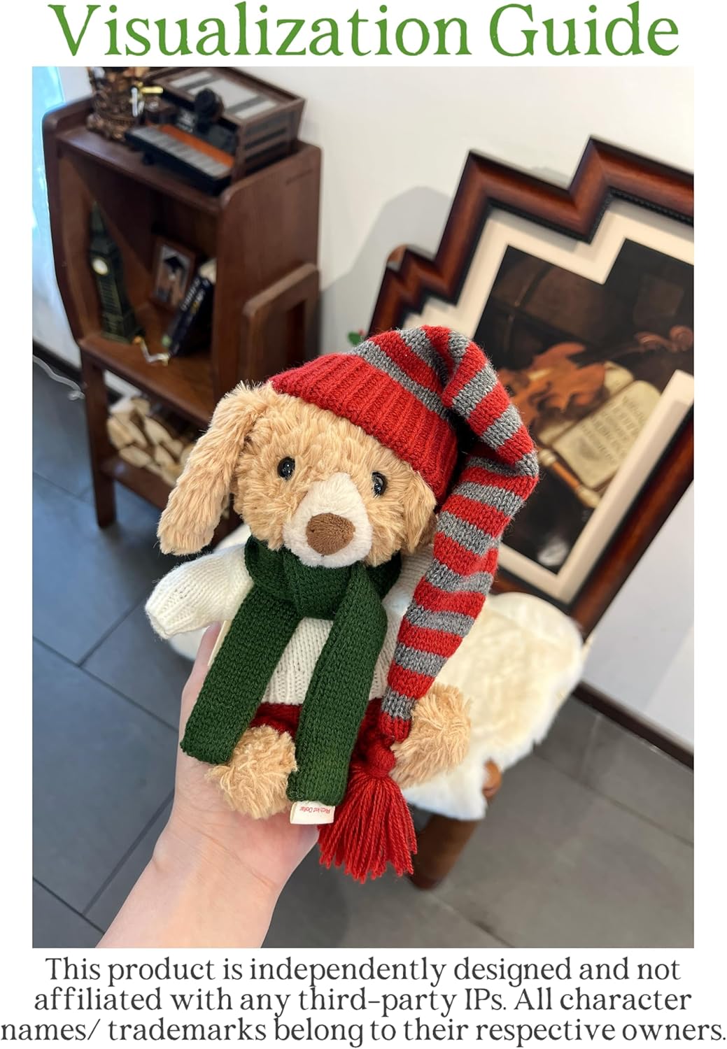 6-7"/16cm Tiny Bartholomew Bear Clothes Small Bashful Bunny Plush Animal Doll Christmas Outfit Hat 4-Piece Set (NO Doll)