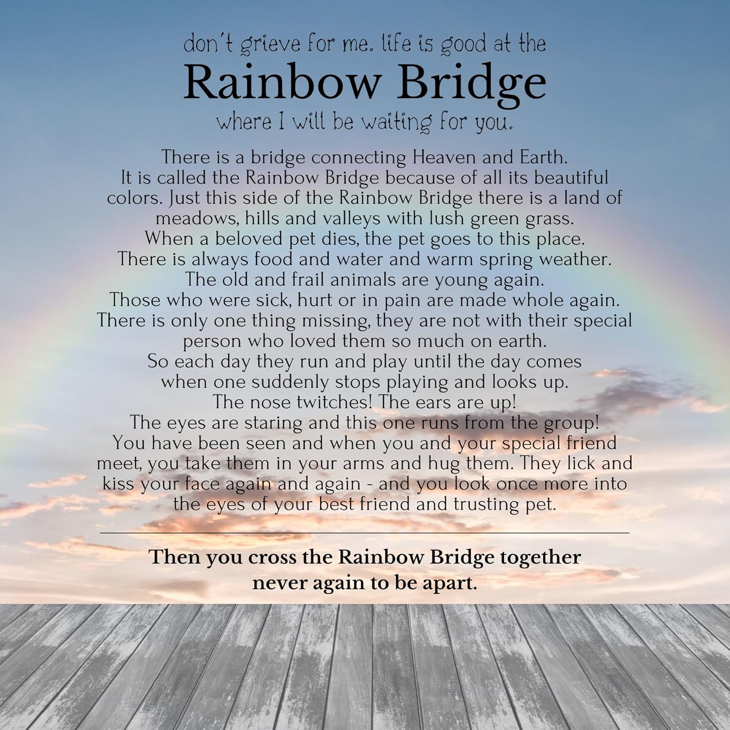 HOPE LOVE SHINE Rainbow Bridge Pet Memorial Necklace - Sympathy Gifts for Loss of a Pet - Cat & Dog Memorial Jewelry for Women & Men