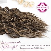 Vista 2 de REECHO Extensiones de cabello, 4 extensiones de cabello con clip de 24 pulgadas de grosor, extensiones de cabello castaño largo, he003, trama