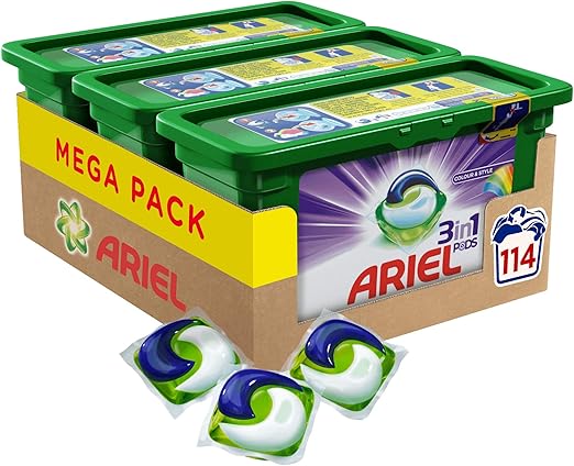 Vorderseite von Ariel 3in1 PODS Colorwaschmittel, 114 Waschladungen
