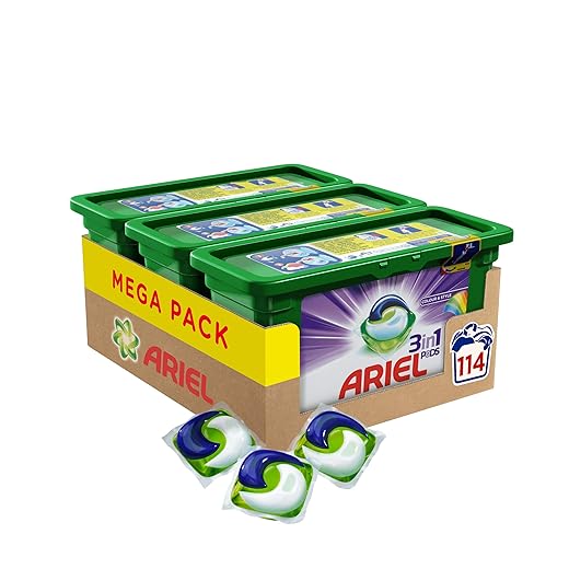 Ariel Waschmittel Pods All-in-1, Color Waschmittel, 38 Waschladungen, Frischer Wäscheduft und Farbschutz