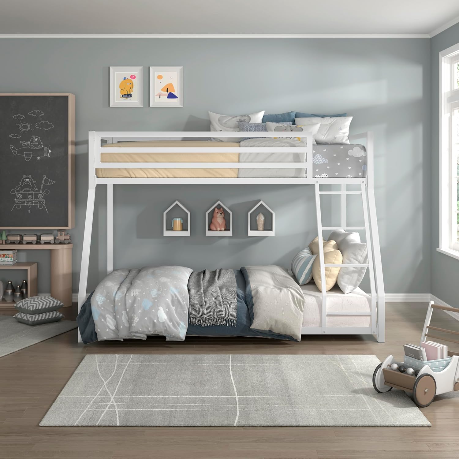 Lexicon Ackers Metal Bunk Bed, Twin/Full, Black