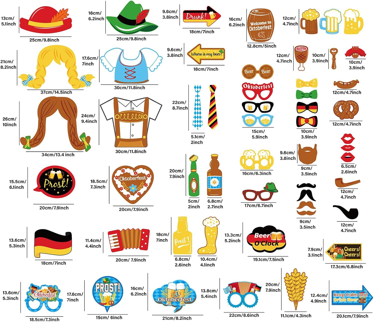 90shine 55Ct Oktoberfest Photo Booth Props German Theme Party Decorations Supplies