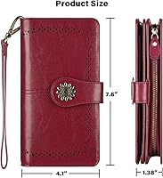 Vista 5 de Lavemi - Cartera de piel con bloqueo RFID para mujer, de gran capacidad, para llevarla a la muñeca