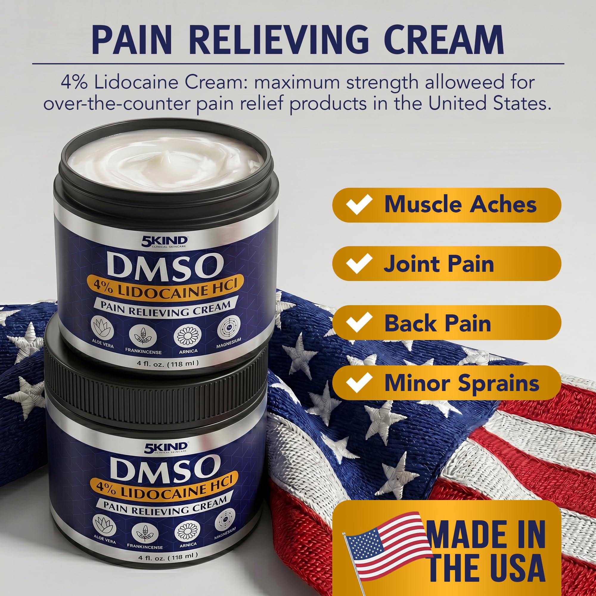 5Kind DMSO Cream with Lidocaine for Pain Relief 4 fl oz - Made in the USA — Amazon image 11