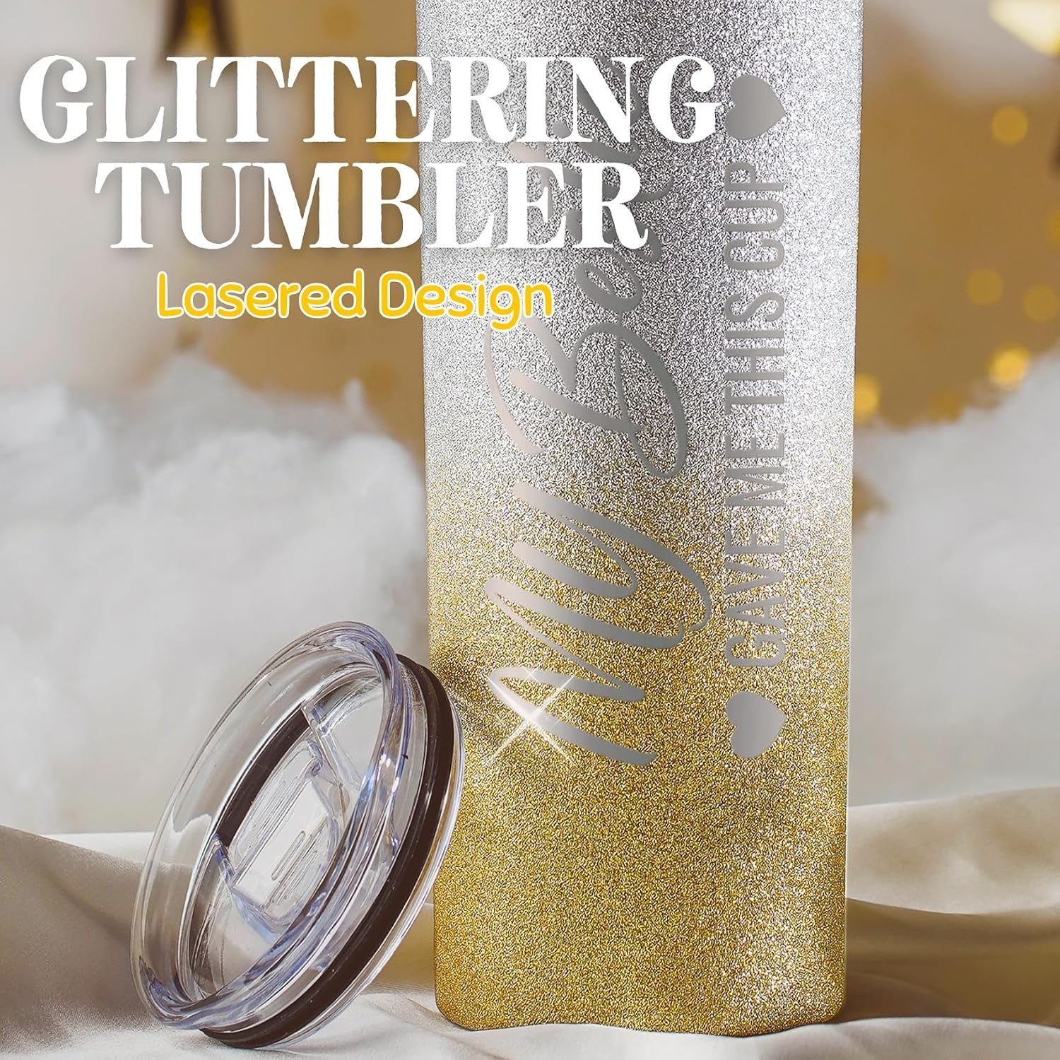 Onebttl Gifts for Bestie, Bestie Gifts for Women Bestie Tumbler Glitter Gold 20oz Stainless Steel Skinny Cup for Best Friend on Birthday, Christmas