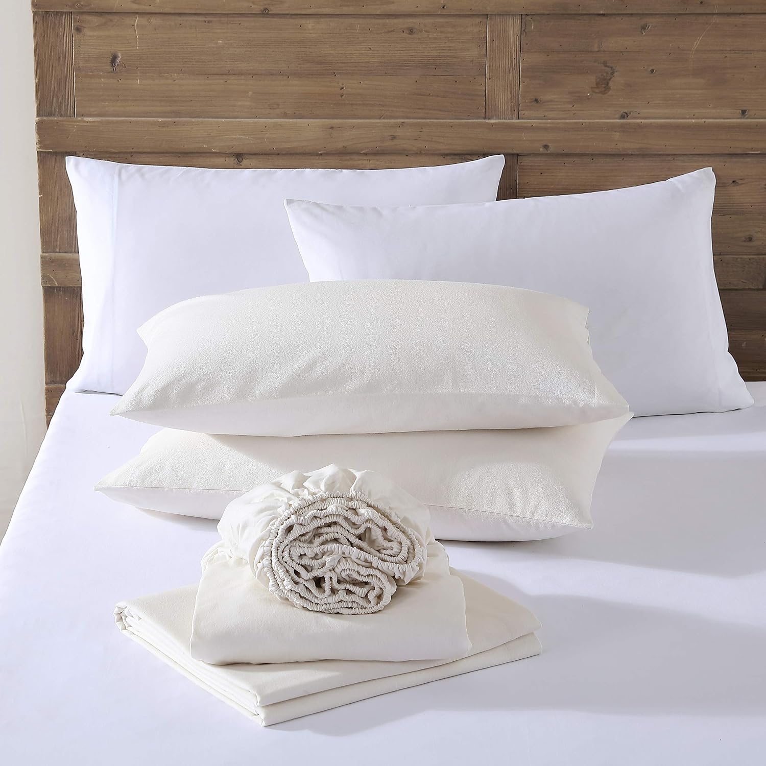 eddie bauer - flannel sheets twin size, anti-pilling & wrinkle resistant cotton, touchably soft for all-season comfort - bed sheets with matching pillowcase & fitted sheet (solid ivory) solid ivory twin