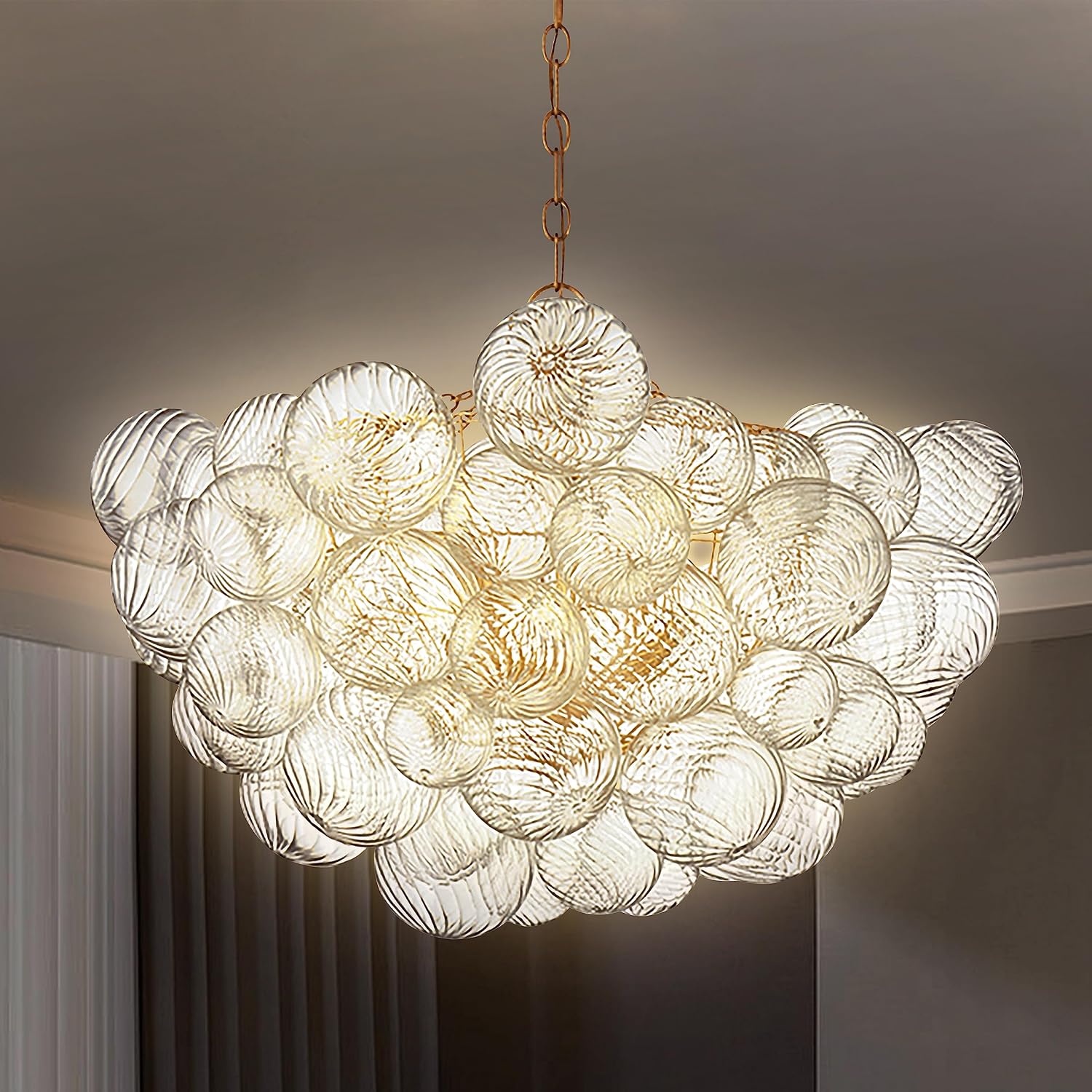 Bubble Globe Chandelier - Northern Europe Style Bubble Ball Swirled Glass Pendant for Living Room, Dining Room, Kitchen Island