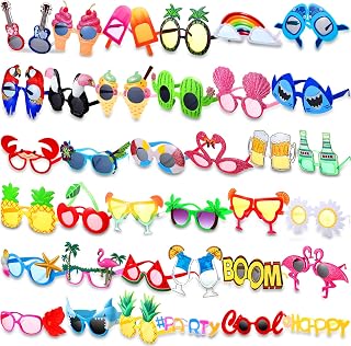 Xuhal 36 Pcs Luau Party Sunglasses Funny Hawaiian Glasses, Tropical Fun Sunglasses Beach Decorations Party Favors, Summer Beach Pool Themed Party Supplies for Kid Adult