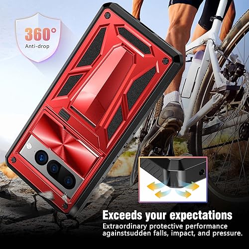 Miniatura 7 de Funda de la serie Military Armor diseñada para Google Pixel 7 Pro (2022), color rojo (patente pendiente)