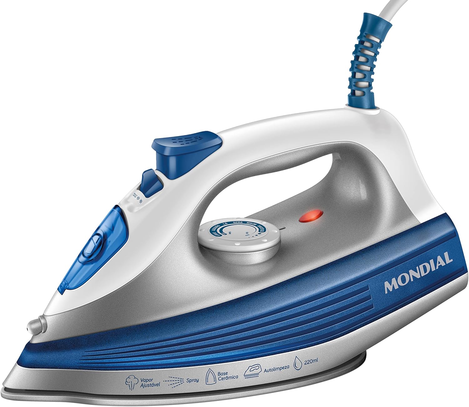 Steam Iron, Mondial, White/Blue, 1200W, 127V - FVN-01-BL