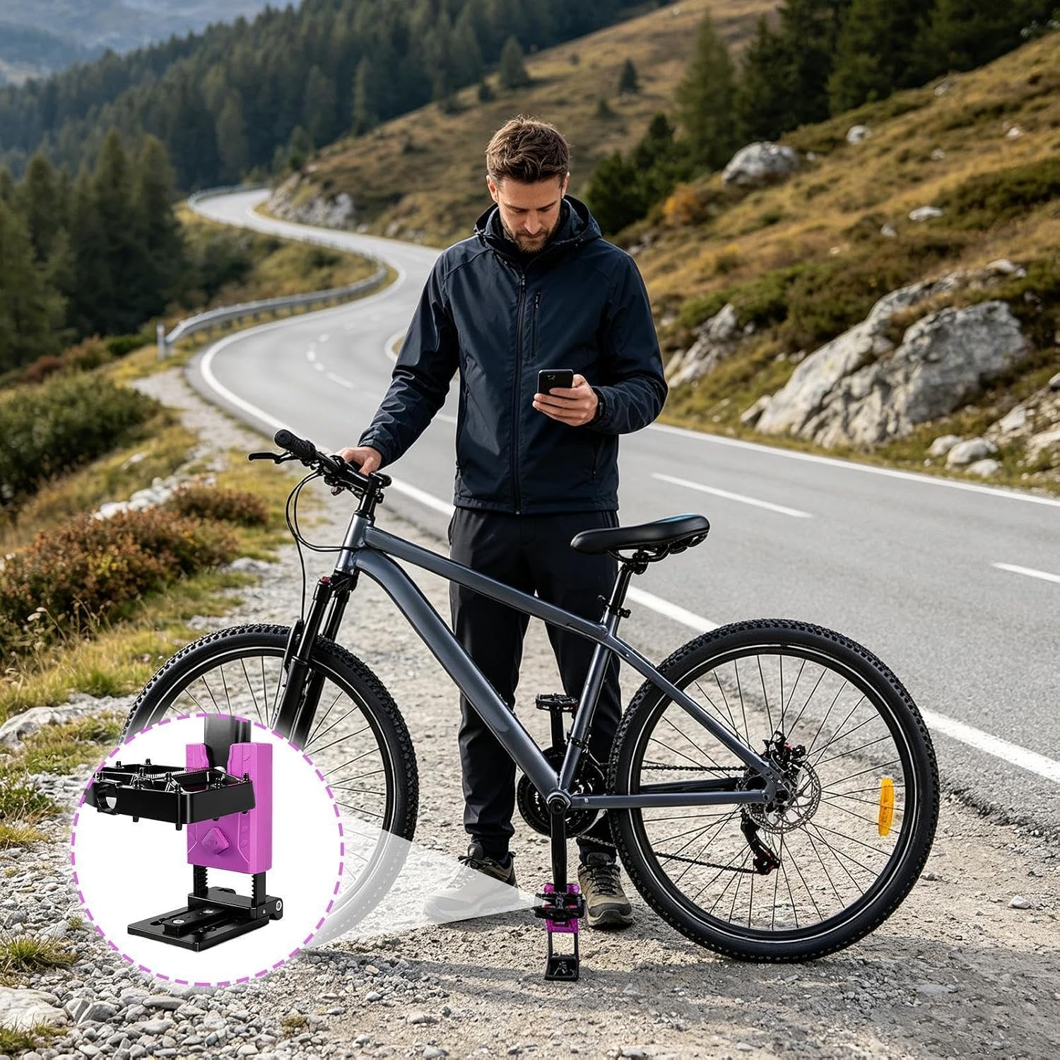 Portable Floor Bike Stand, Foldable Bicycle Parking Storage Rack - Heavy Du image 2