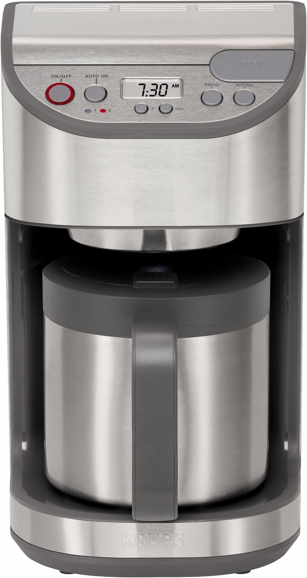 KRUPS KT611 Precision Programmable Thermal Carafe Coffee Maker Machine with Stainless Steel Housing, 10-Cup, Silver