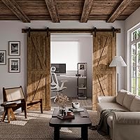 Vista 30 de CCJH - Kit de herrajes para puerta corrediza de granero de 10pies, resistente, suave y silencioso, fácil de instalar, p/paneles de puerta indiv.