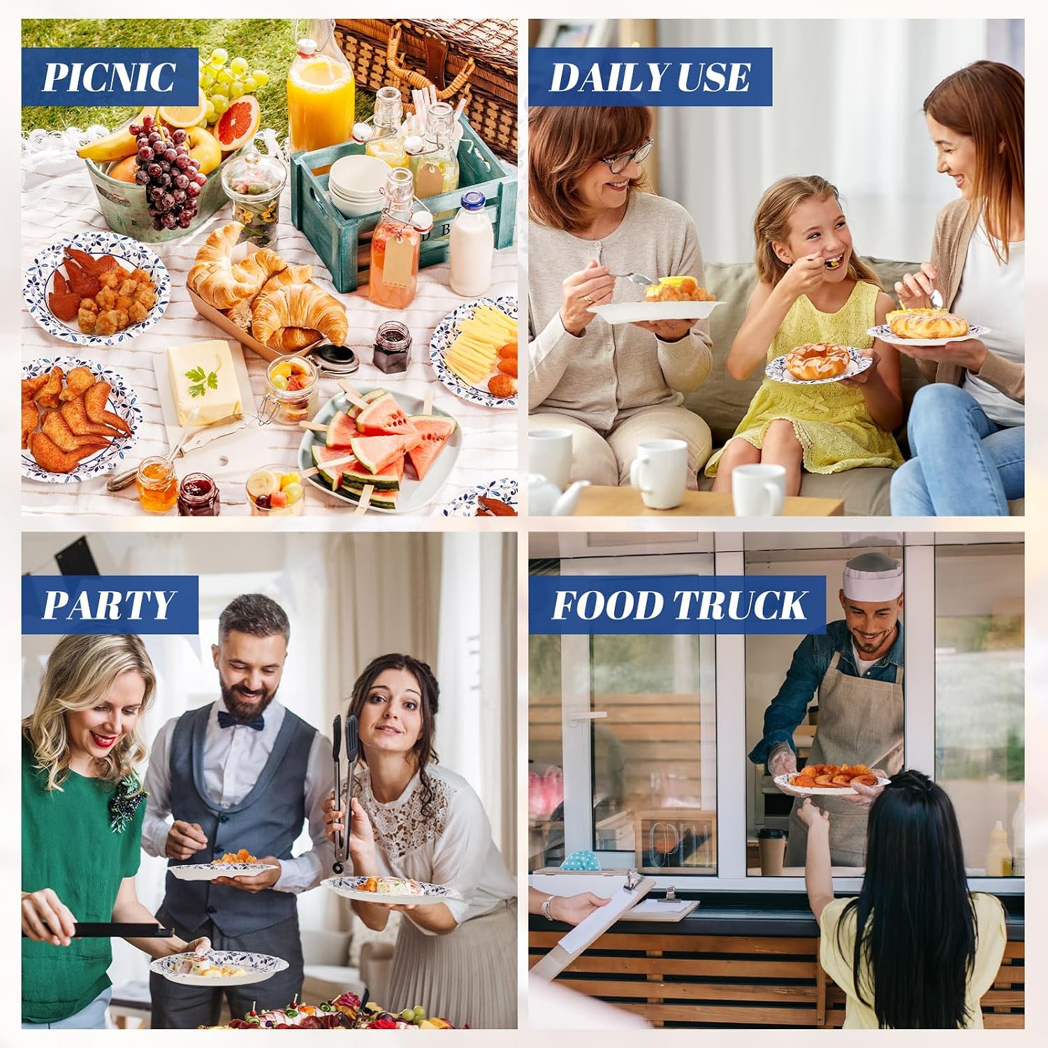 Maxcheck 300 Paper Plates Including 150 Pcs 9 Inch Heavy Duty Printed Disposable Plates and 150 Pcs 7 Inch Soak Proof Disposable Paper Plate for Everyday Use Family Gatherings Parties(Leaf)