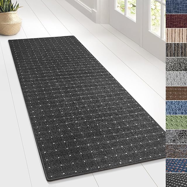 KARAT Design Carpet Runner Rug Floor Mat, Non Slip Floor Runner for Hallway Kitchen Bedroom Living Room, Vintage Classic Modern Design Carpet Rug (80 x 200 cm, Rapido - Anthracite)