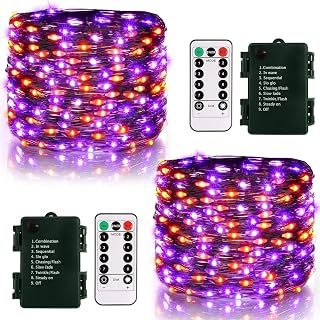 CCILAND 2 Pack 20FT Halloween Fairy Lights Battery Operated with Timer