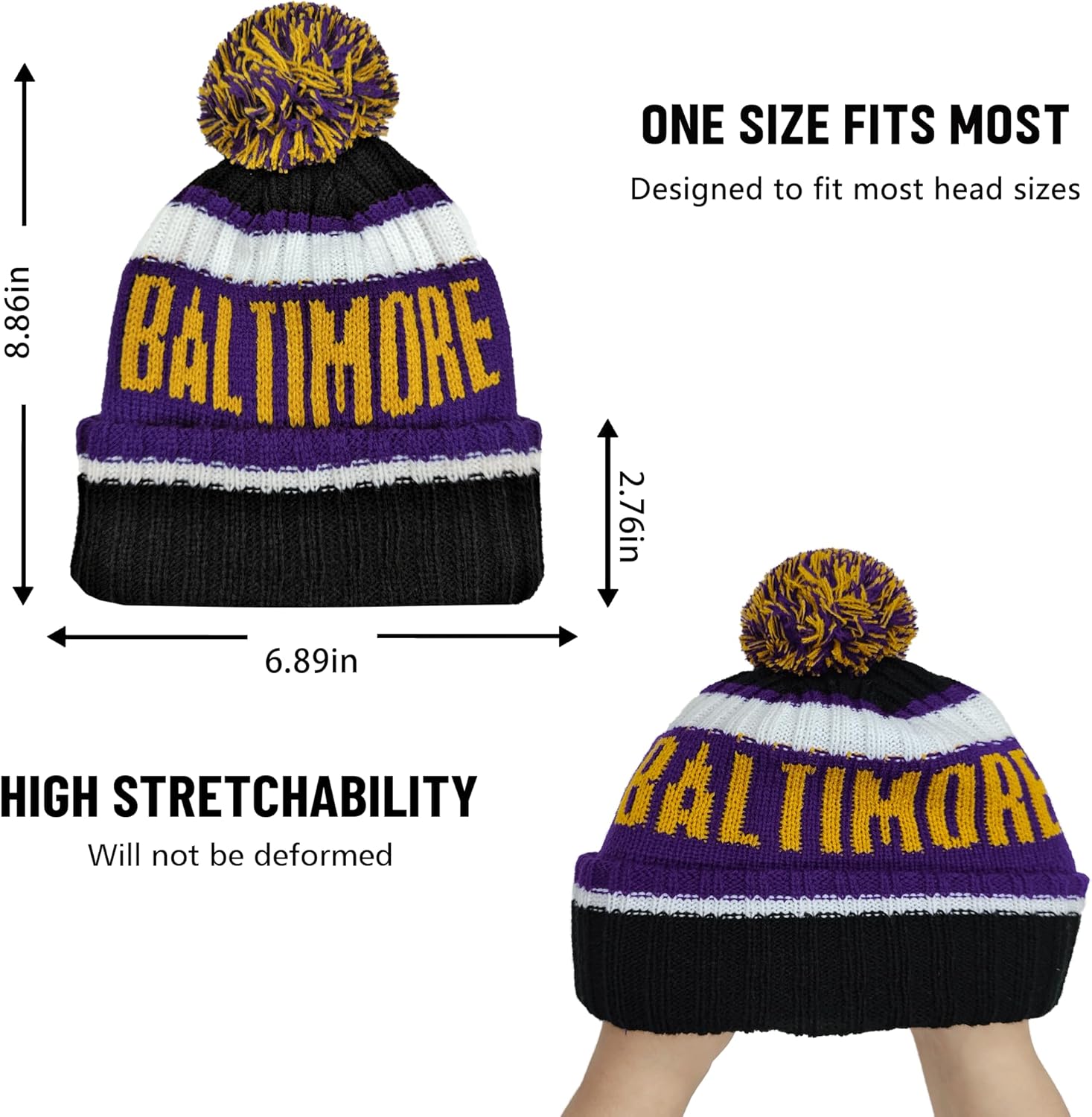 Kids Beanie Hat with Pom,Children Warm Knitted Pompom Hat,Boys Girls Beanie Cap&Winter Hat,Knitted hat Gift for Fans. - Image 2