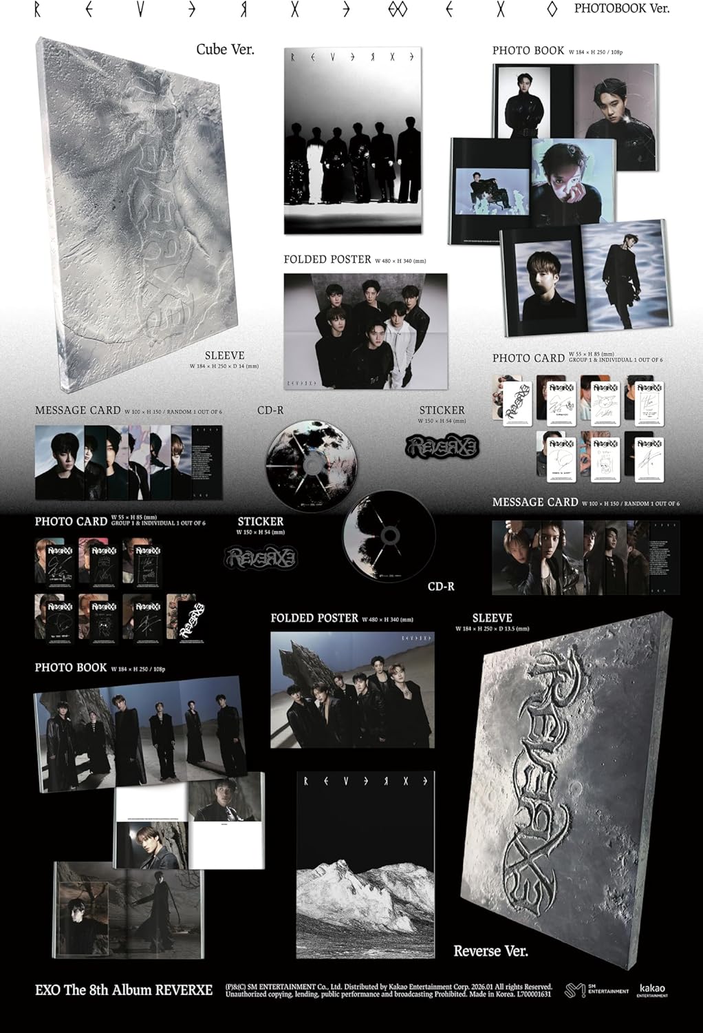 EXO REVERXE 8th Album with Tracking Sealed (Photobook Set : Cube+Reverse)