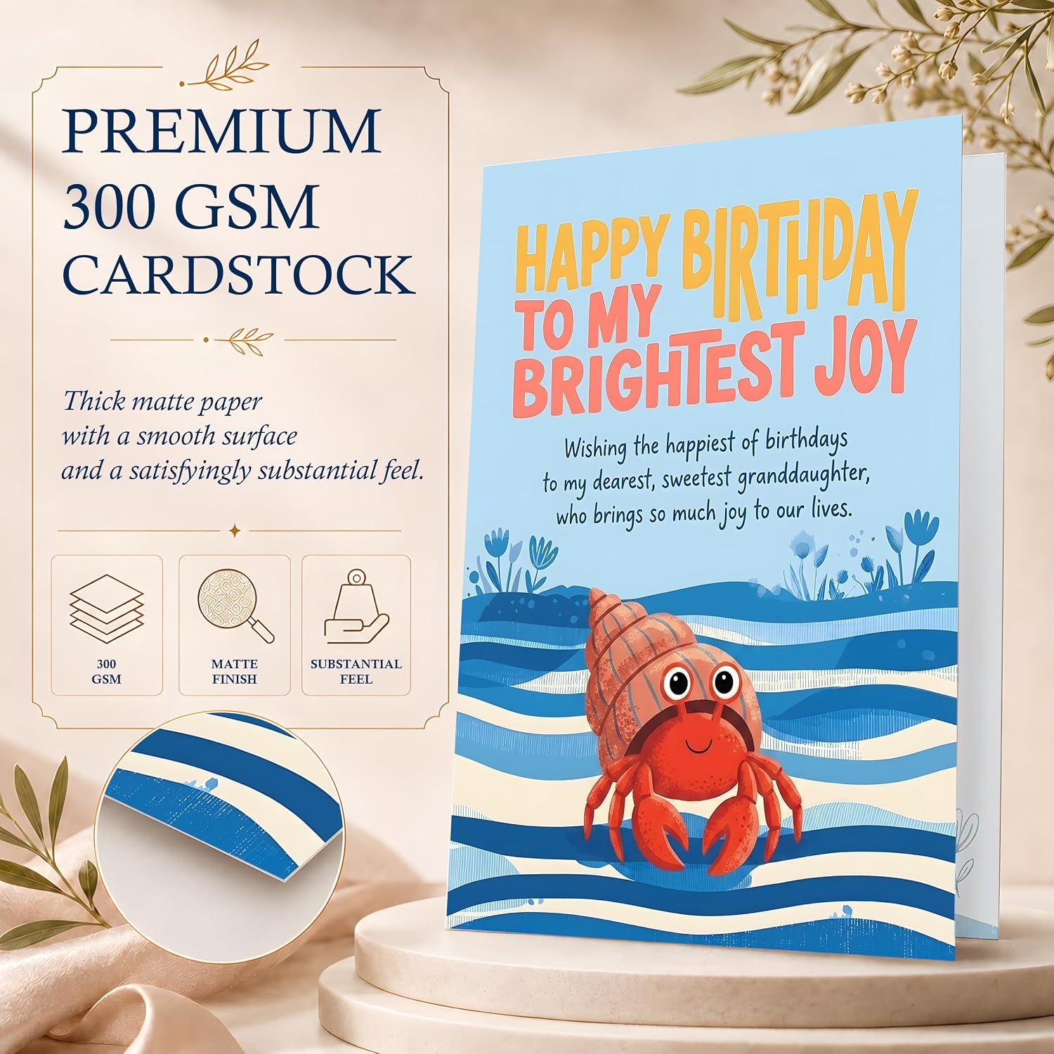 Heartfelt Birthday Card for Granddaughter, Hermit Crab Design image 4