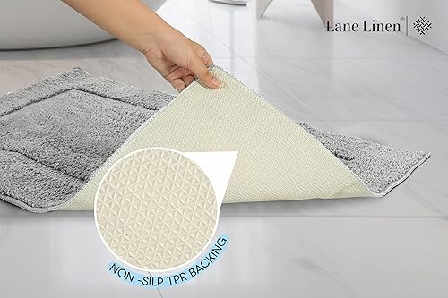 Miniatura 5 de LANE LINEN Juego de 2 alfombras de baño, extra suaves, absorbentes, de alta calidad, para juegos de baño, tapetes antideslizantes para baño, tapetes