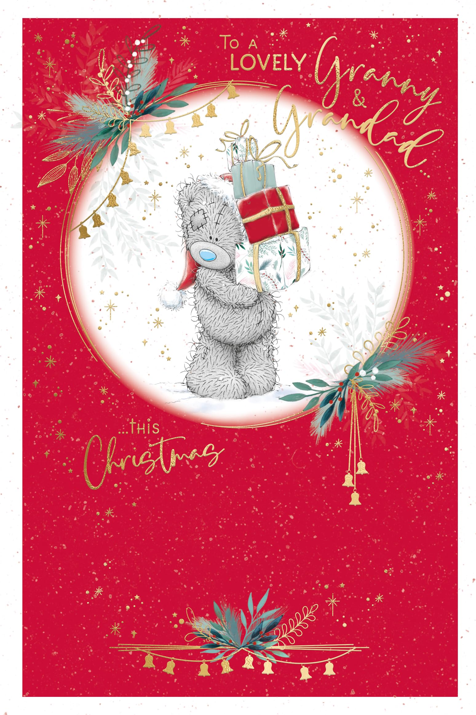 Me To You Tatty Teddy Christmas Card To A Lovely Granny And Grandad 5x8ins - Official Collection