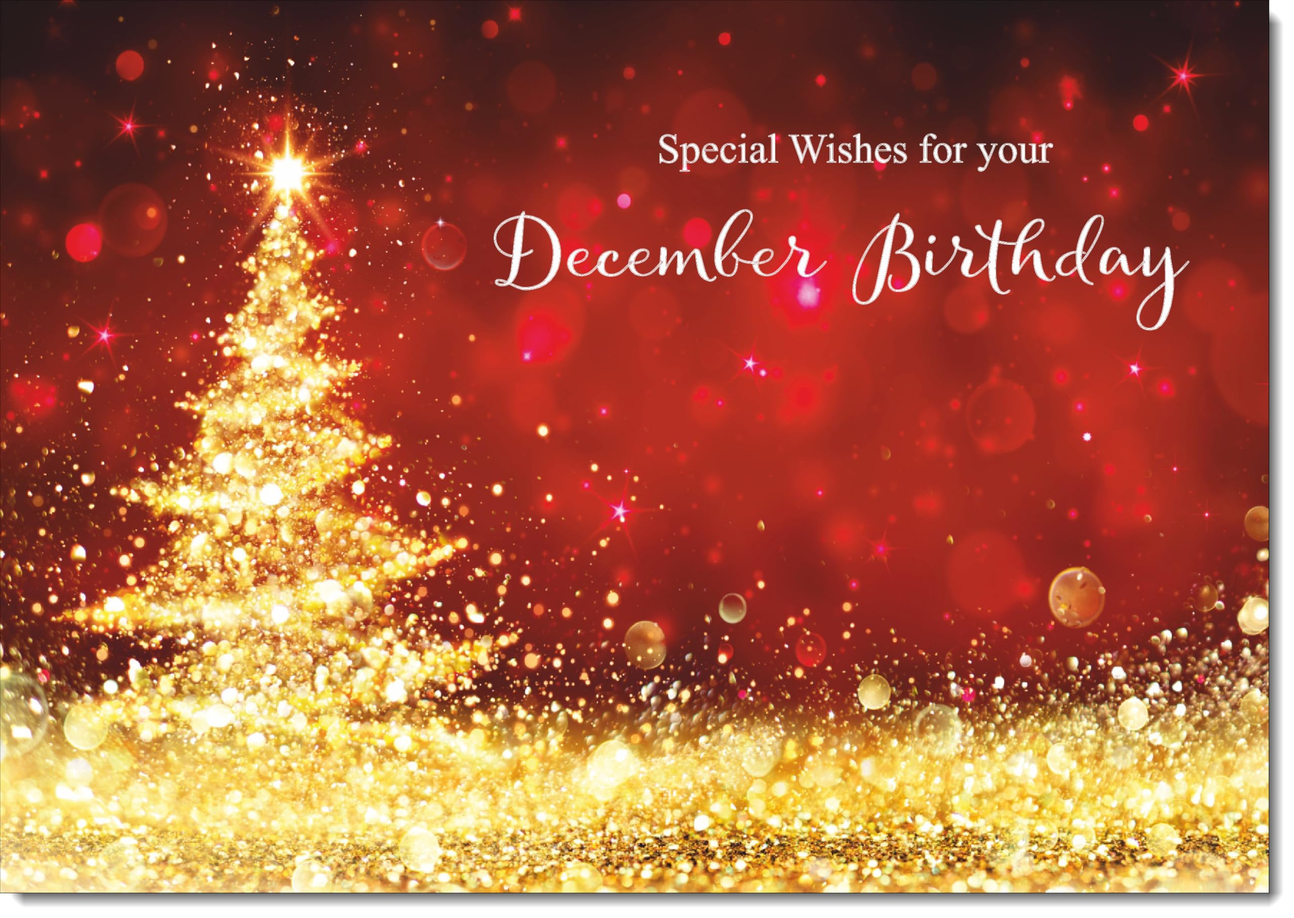 doodlecards December Birthday Christmas Card Gold Abstract ChristmasTree Large A4 Size Christmas Card for December Birthday with Plain Envelope โ image 1