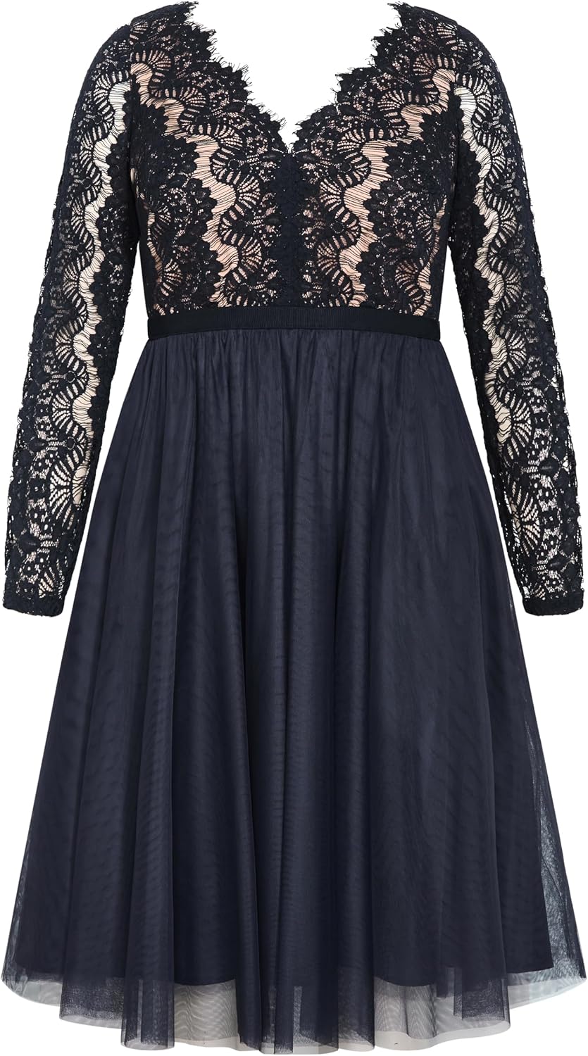 City Chic Plus Size Dress - Rare Beauty Lace Midi