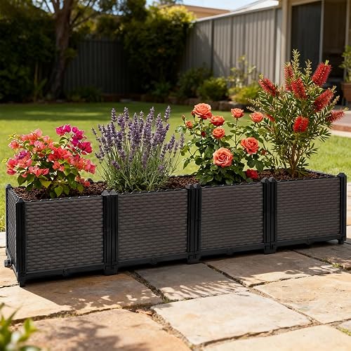 Large Raised Planter Box Outdoor Self Watering 62.9"x15.7"x14.2" , Deep
