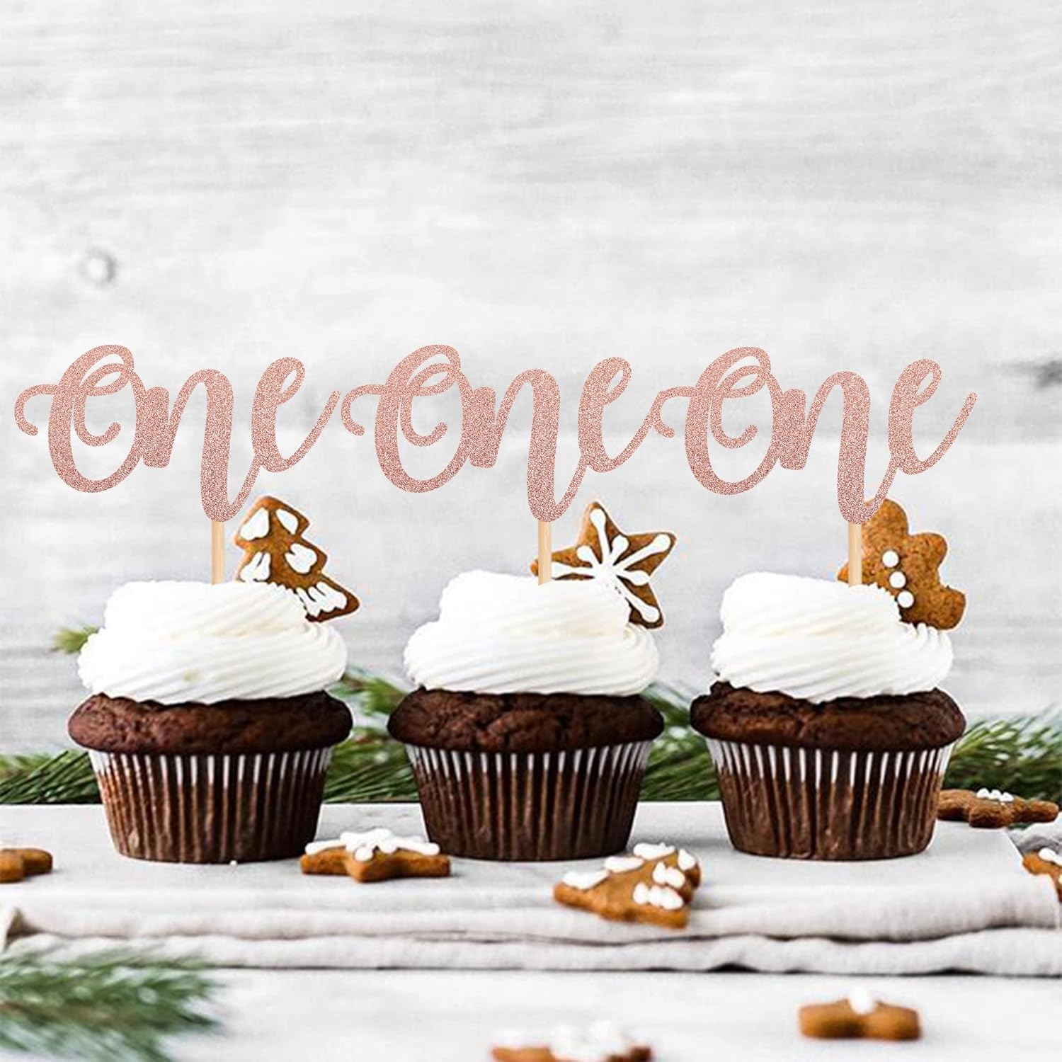 24 Pack One Cupcake Toppers Glitter Baby First Birthday Party Cupcake Food Picks Decorations for Baby Shower Boys Girls Kids 1st Birthday Party Cake Decorations Supplies Rose Gold - Image 4