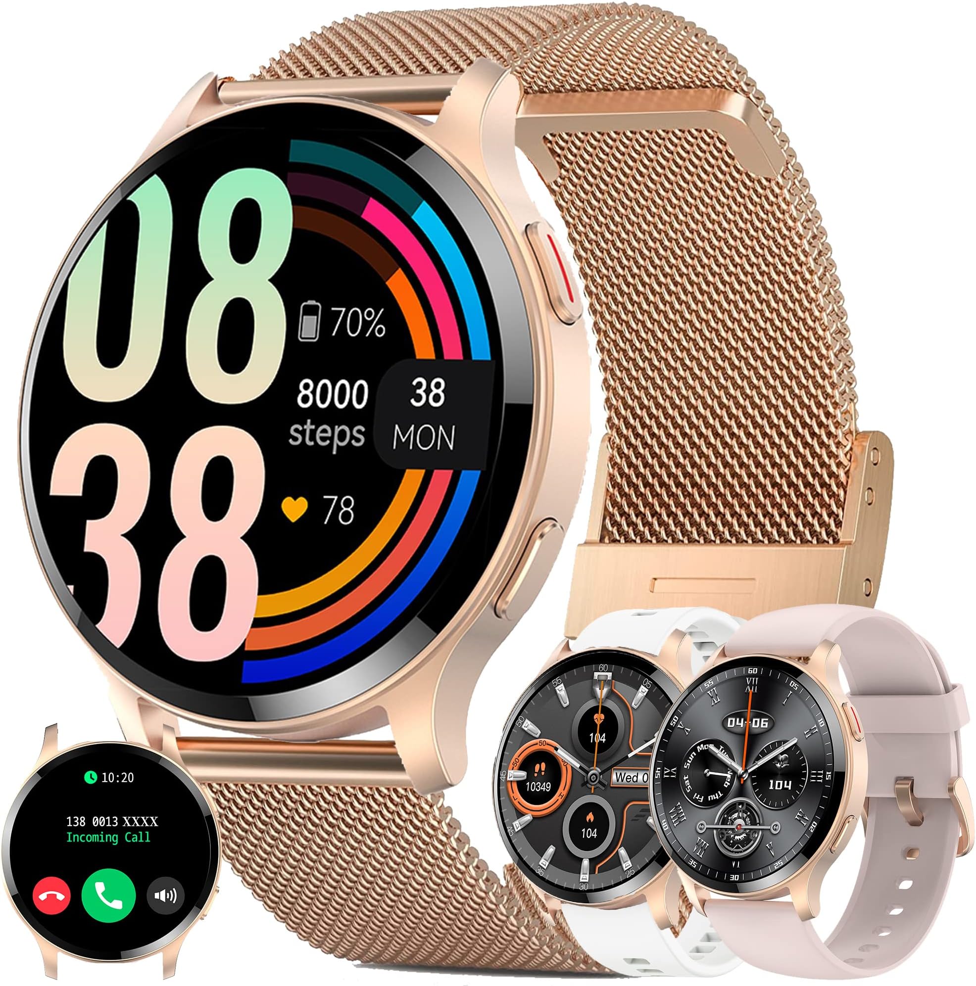 Montre Connectée Femme - Appels Bluetooth, 1.39" HD - Suivi Santé Menstruel + 120 Sports - IP68