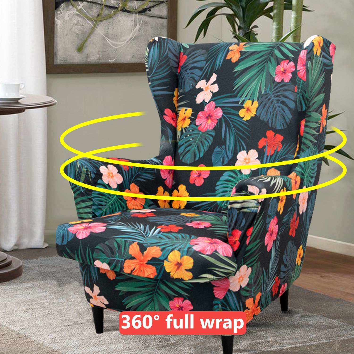 I,2pcs, Wingback Chair Cover 2Pcs Wing Chair Cover Full Wrap Wingback Armchair Cover Slipcover Sofa Cover Furniture Protector for Living Room Bedroom Hotel Washable