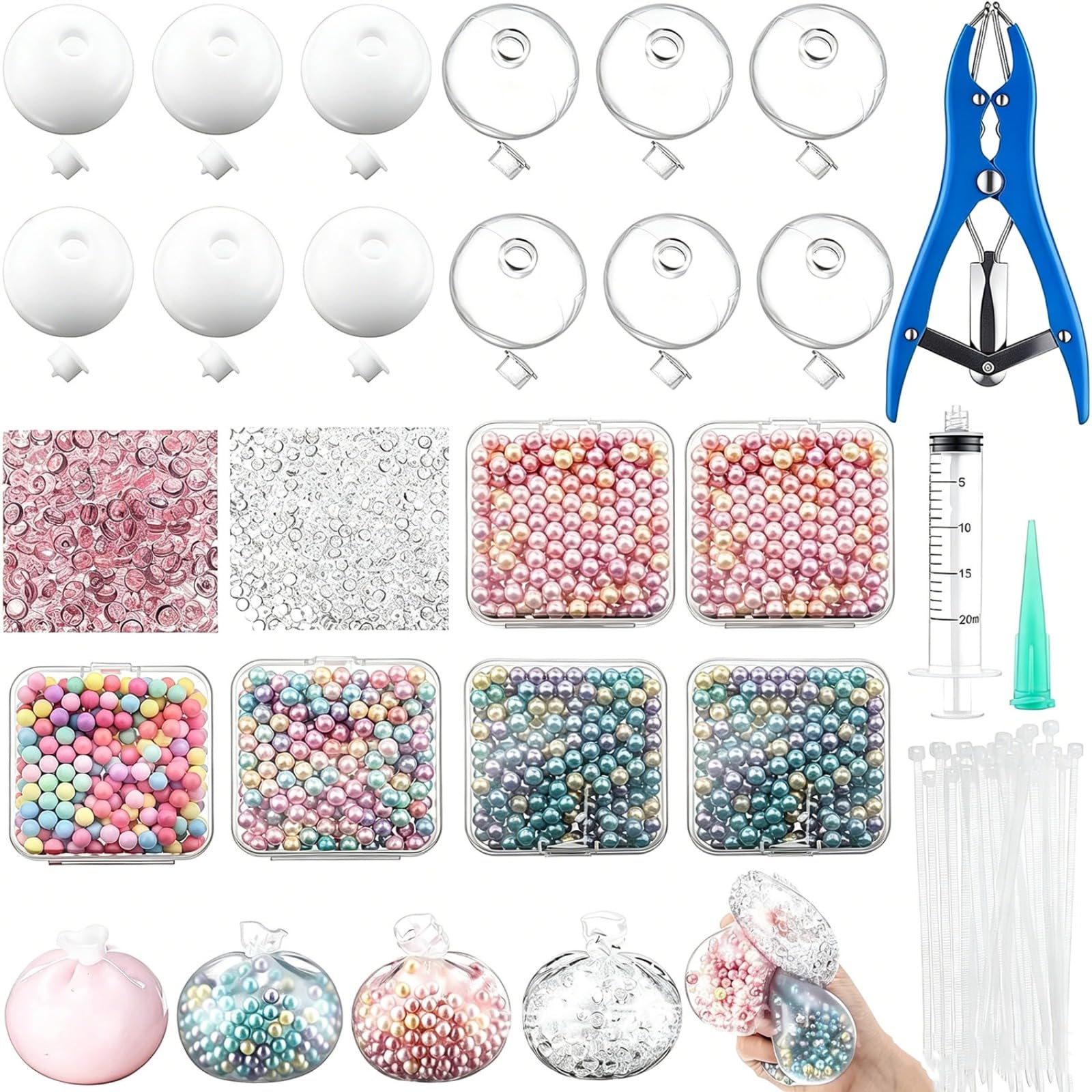 15pcs Squishy Making Kit - 6cm Thickened Silicone Blank Stress Ball Skins, Diy Custom Squeeze Toys Set With Transparent And White Empty Shells For Adults Sensory Crafting