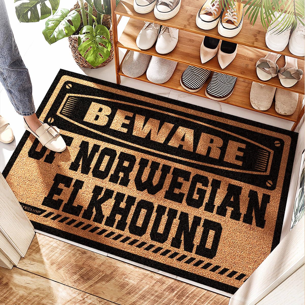 Tapis d'entrée extérieur festonné en plastique étanche pour porte de maison