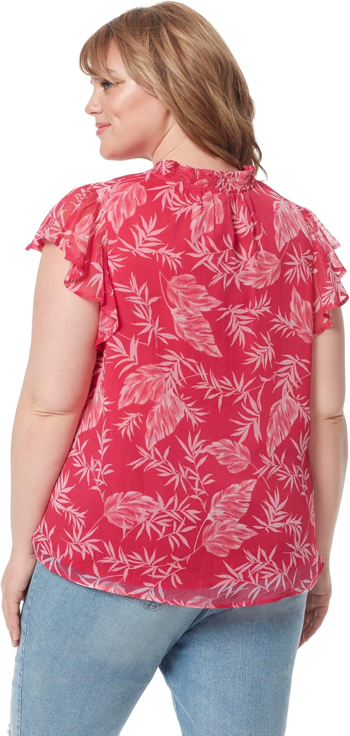 Jessica Simpson Women's Alaina Flutter Sleeve Ruffle Collar Pullover Top Plus Size - Image 2