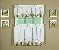 Vista 31 de Today's Curtain Verona - Nivel de bordado inverso, 36 pulgadas, crudo/rosa, 60 pulgadas de ancho x 36 pulgadas de largo